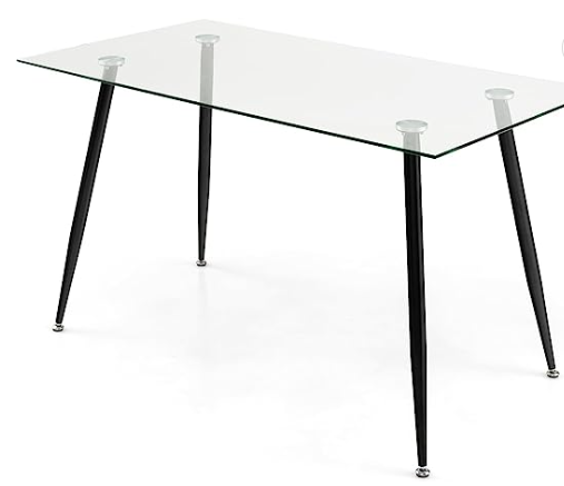 Glass Dining Table, Modern Rectangular Table - Tangkula